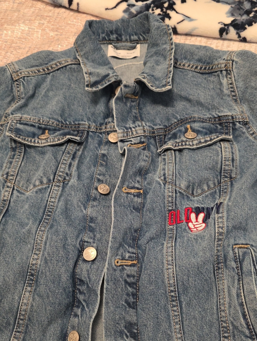 Denim Jacket with Embroidered Mickey - Light Blue